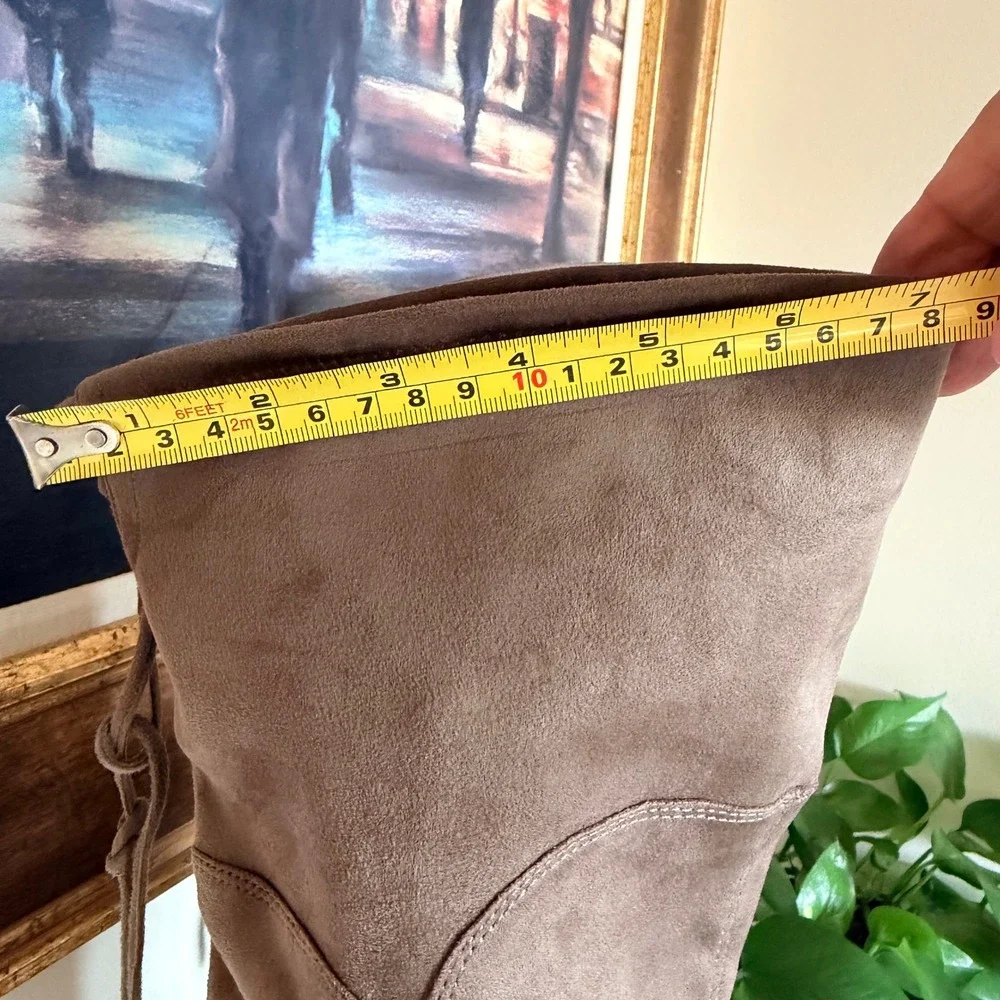 Marc Fisher LTD Alina OTK Boots Womens 10 Taupe Block Heel Cottagecore Soft Girl